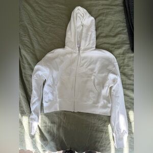 Aritzia White Teddy Zip-Up Jacket